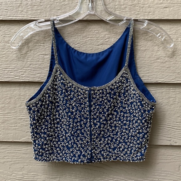 BEADS BEADS Two Piece Beaded Gown Blue and Silver Skirt and Top - Picture 8 of 8